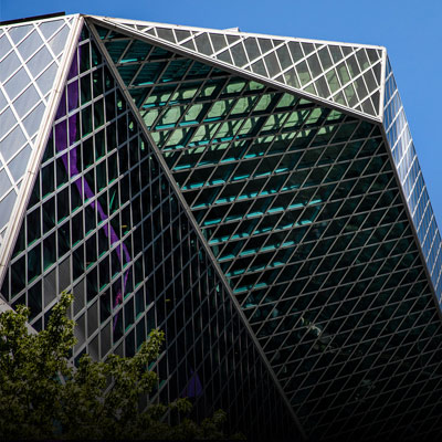 Photo of the unique architexture of the Seattle Central Library