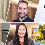 A collage of headshots of NSF CAREER Award-winning faculty from left to right: Andrea Colandangelo, Matthew Golub, Ranjay Krishna, Chinmay Nirkhe and Stephanie Wang. The final image in the collage shows the bronze University of Washington "W".