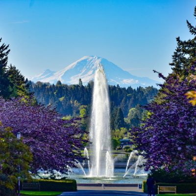 Drumheller Fountain with Mt. Rainer in the background