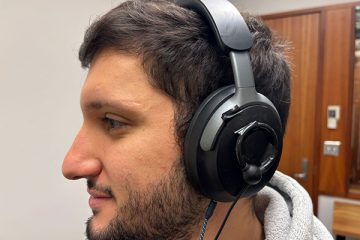 A person wearing headphones